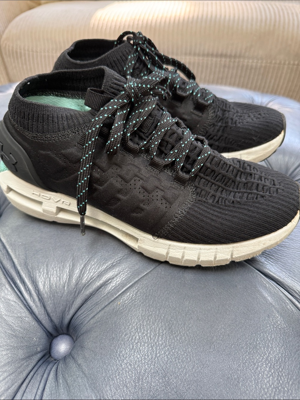 Under Armour Black Knit Athletic Slip-On Sneakers with White Sole